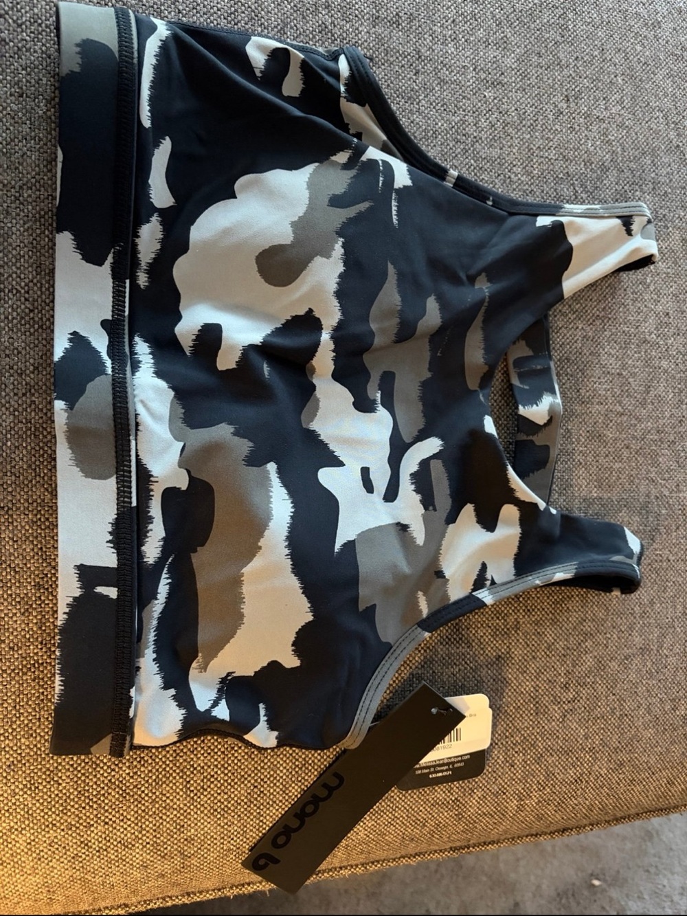 Mono B Black and Gray Camo Sports Bra